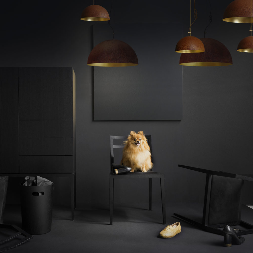 The Queen Ceiling Lamp in Gold-leaf and Rust Steel — 3