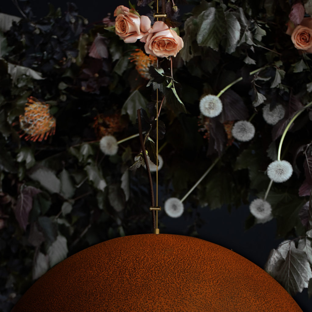 The Queen Ceiling Lamp in Gold-leaf and Rust Steel — 4