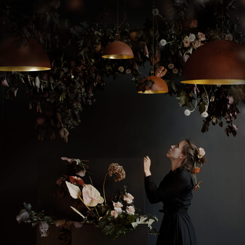 The Queen Ceiling Lamp in Gold-leaf and Rust Steel — 5