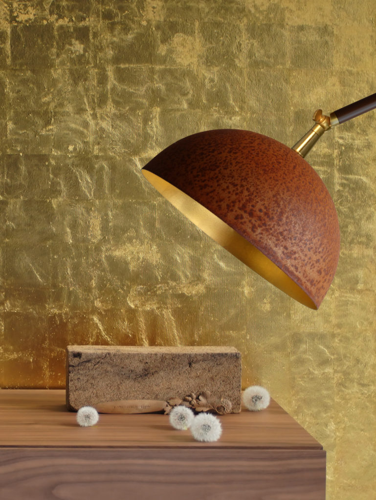 The Queen Double Floor Lamp in Gold-leaf and Rust Steel — 4