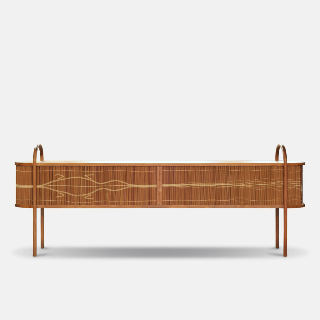 Abrigo Credenza - Handwoven Wood Cylinders/ Cotton Threads — 2