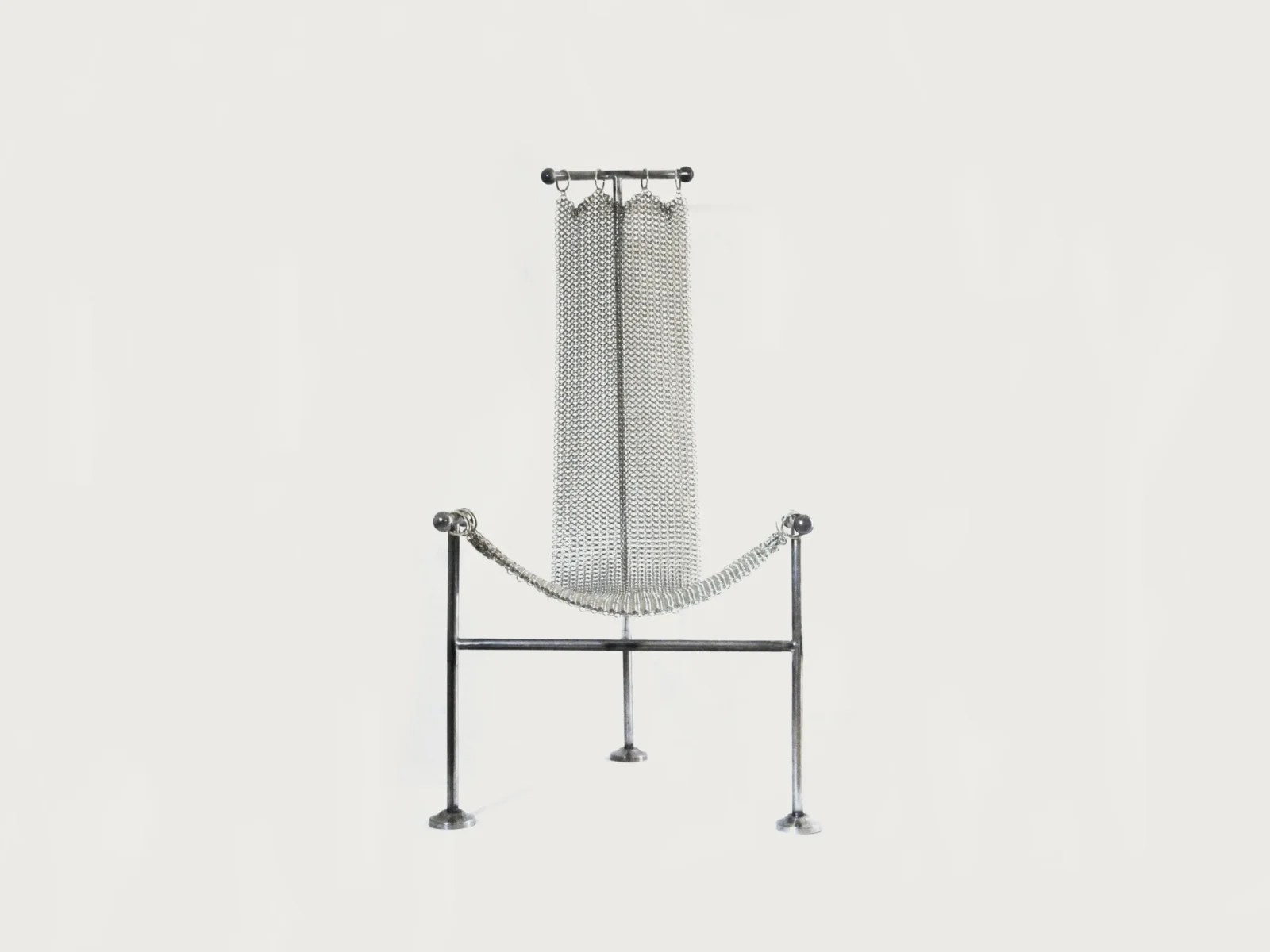 Chainmail Sculptural Chair, Nickel Plated Steel Finish, Hand Linked Mesh — 2