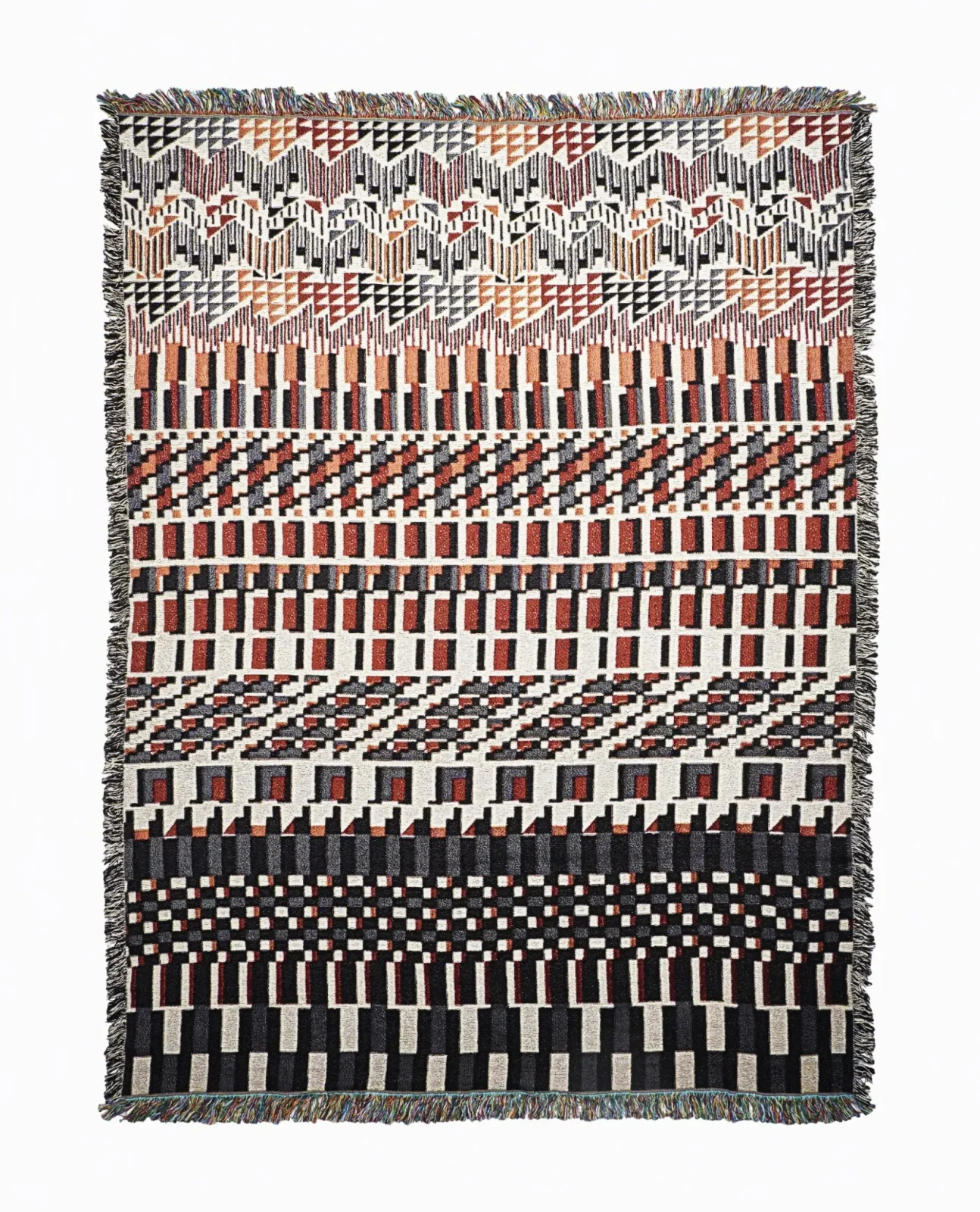 Jacquard woven wall hanging by Ishraq Zraikat with pixelated pattern
