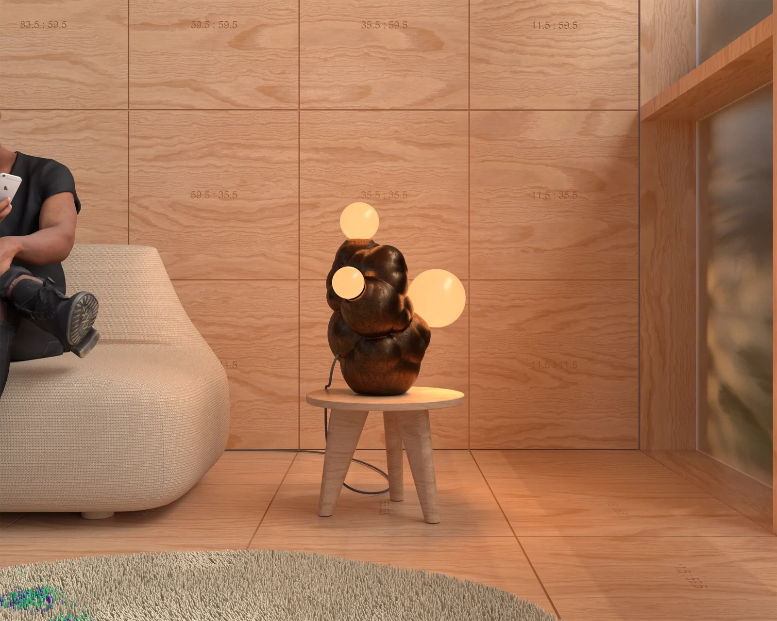Botryoidal Table Lamp in Ceramic — 10