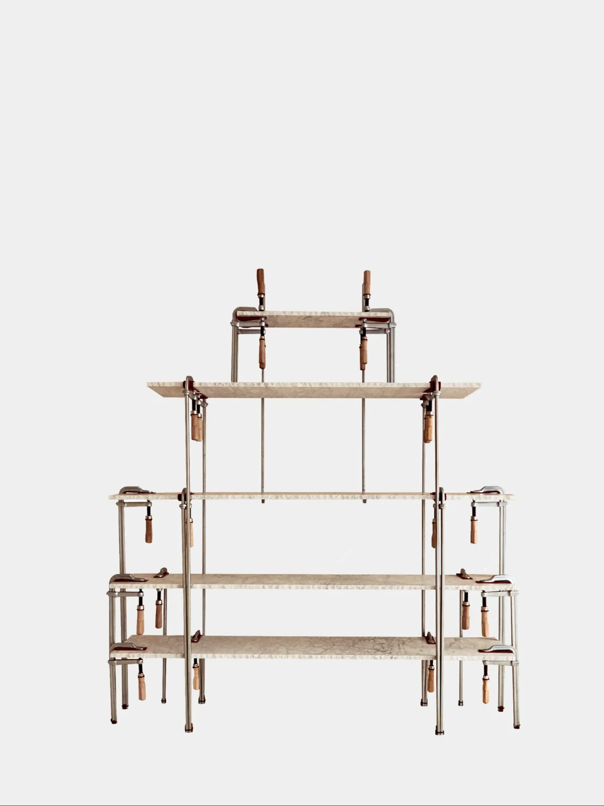 Temporal Collection Exercise 1 shelf in marble and steel by Lucas Munoz Munoz