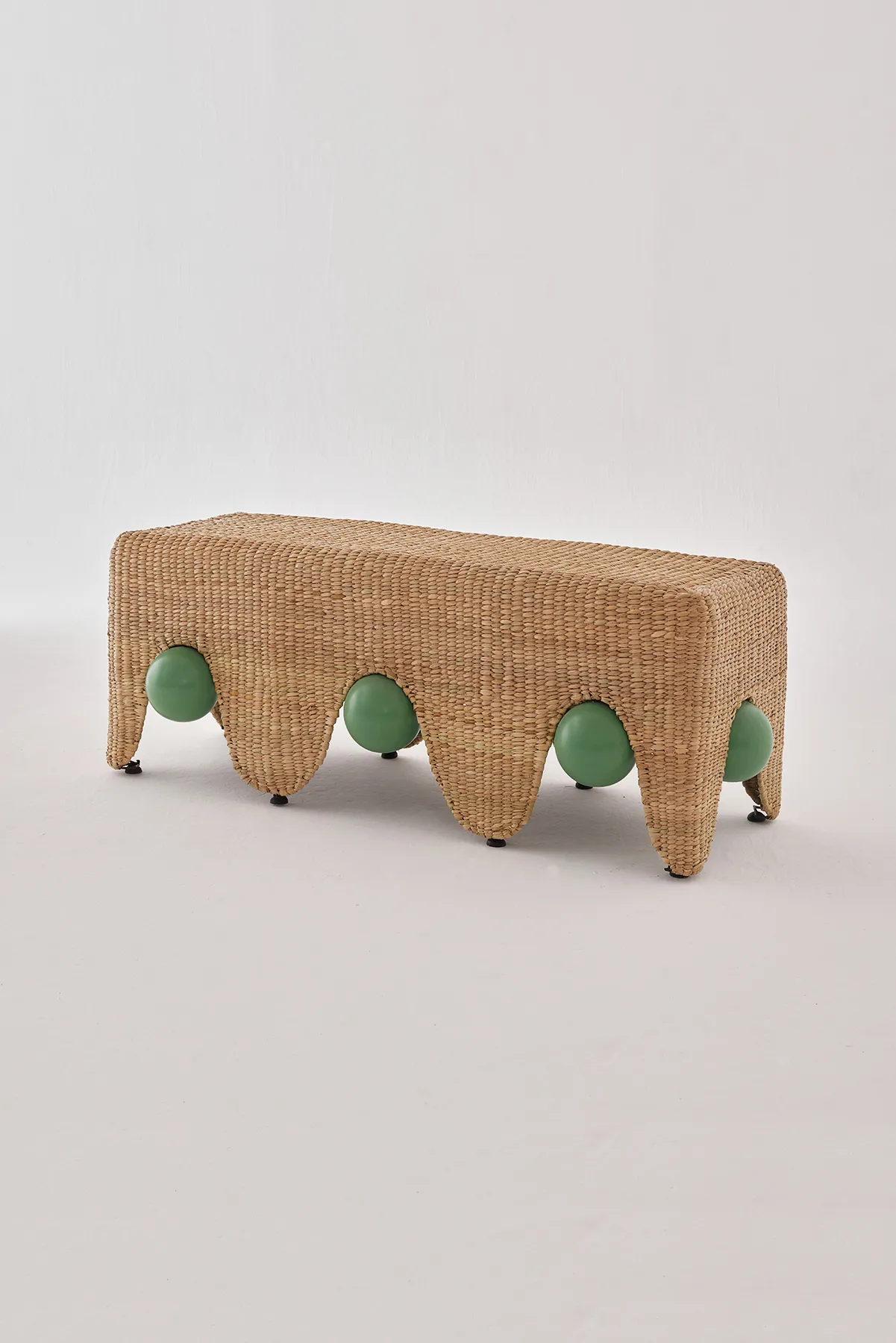 Wood Wicker Boho Chic Benches
