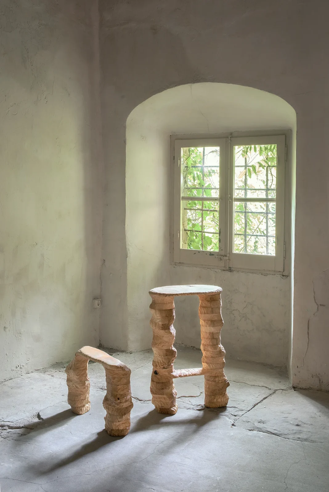 2 Legs Stool, Carved Wooden Bar Stool — 6