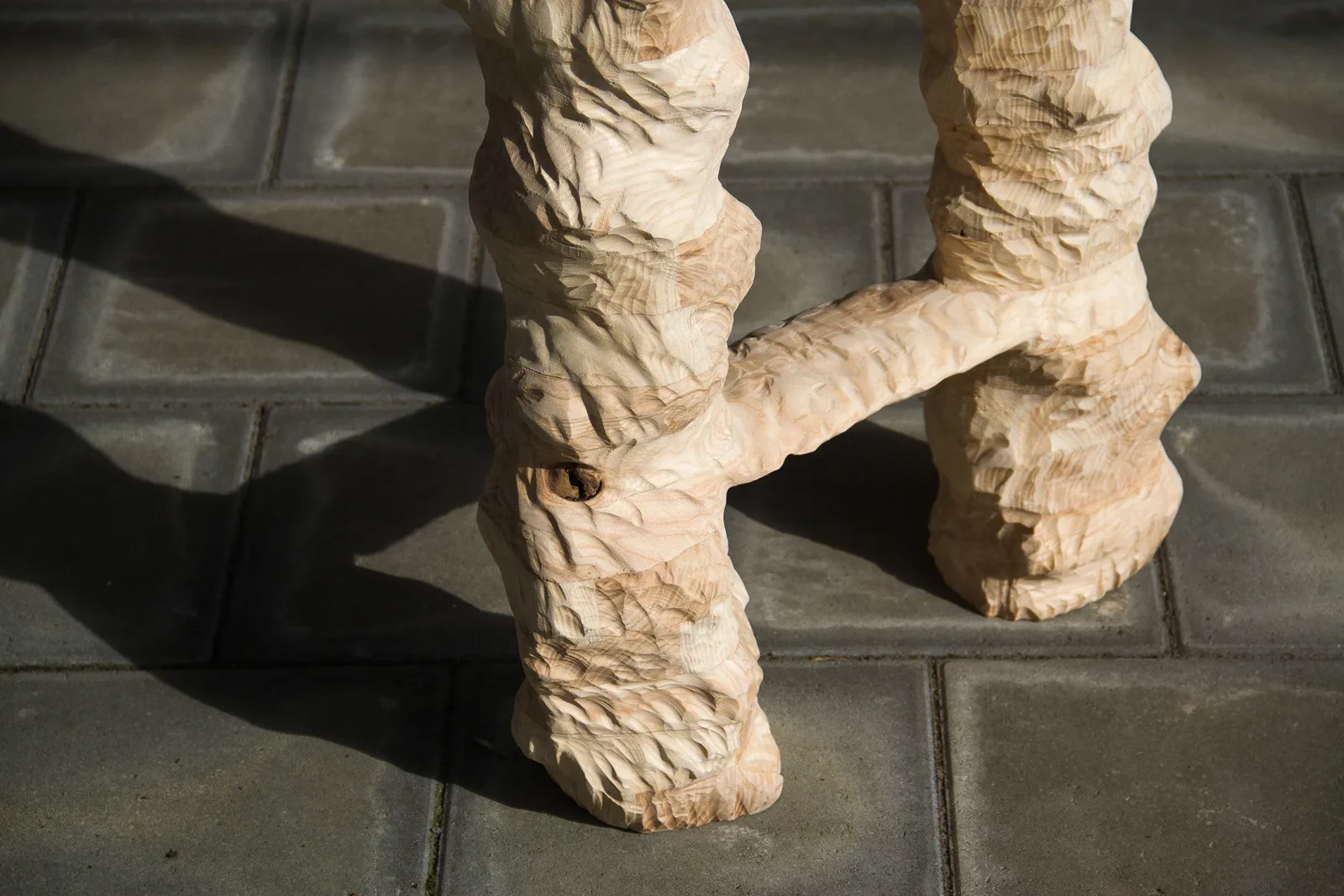 2 Legs Stool, Carved Wooden Bar Stool — 4