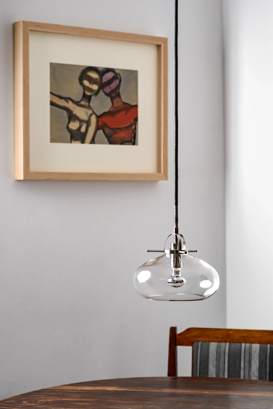 Art Deco Pendant Lamp in Glass and Stainless Steel — 2