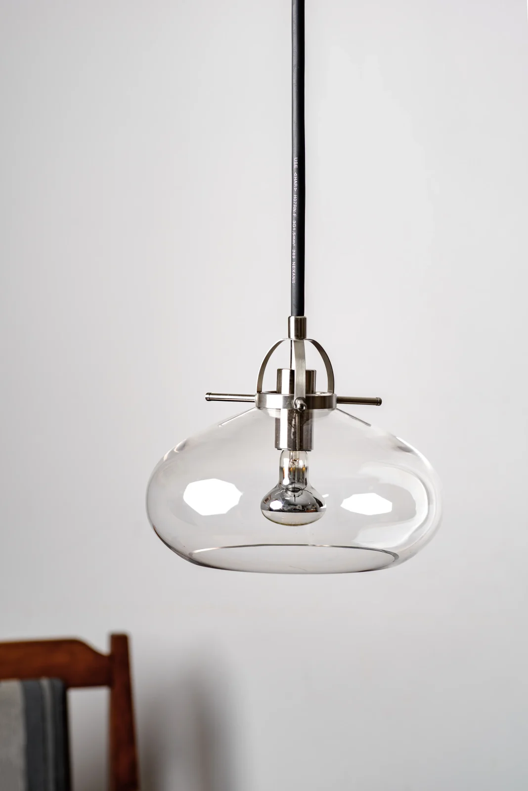 Art Deco Pendant Lamp in Glass and Stainless Steel — 3