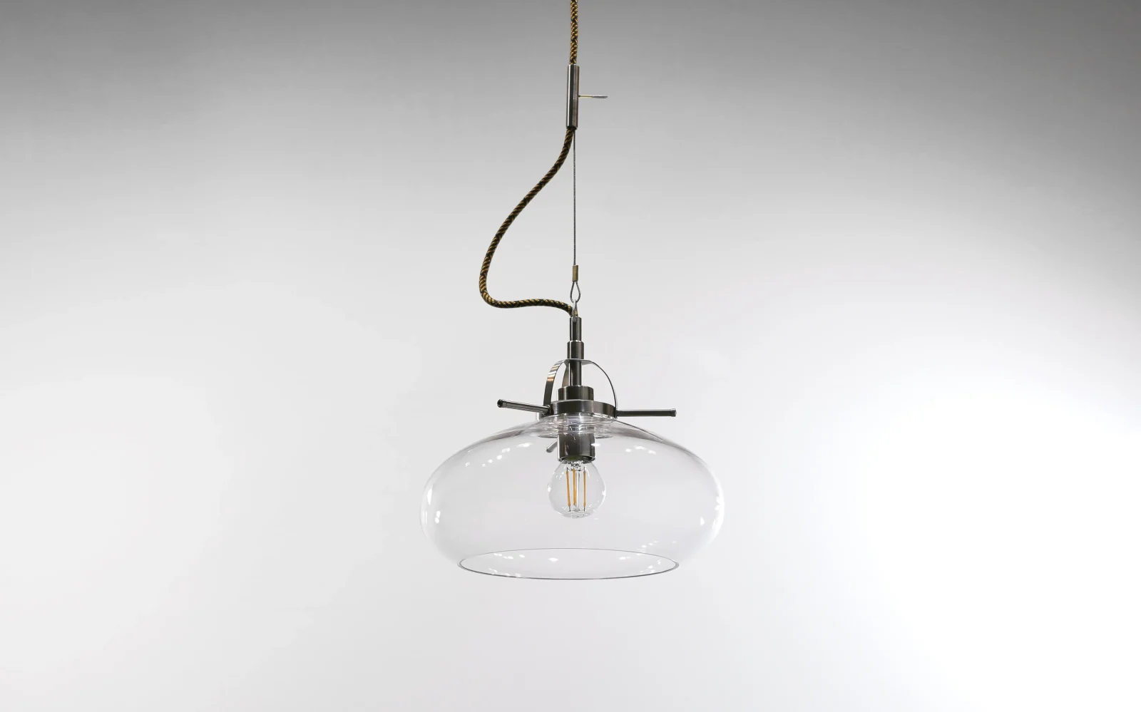 Art Deco Pendant Lamp in Glass and Stainless Steel — 4