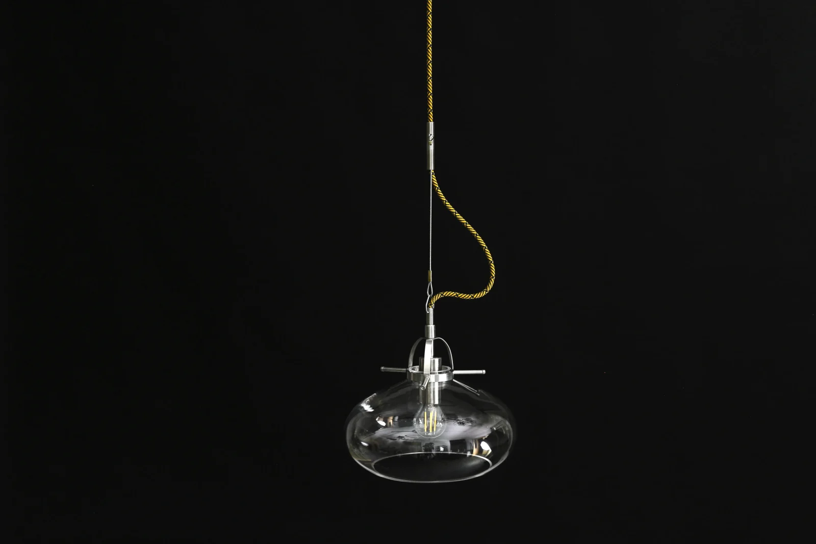 Art Deco Pendant Lamp in Glass and Stainless Steel — 7