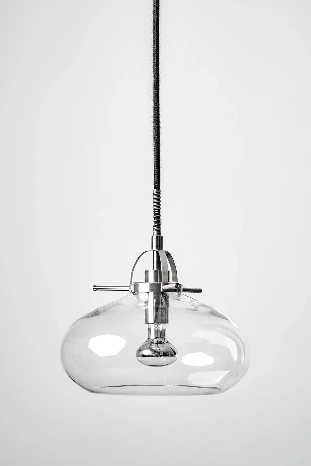 Art Deco Pendant Lamp in Glass and Stainless Steel — 6
