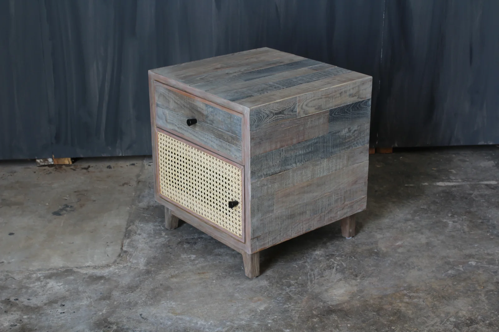 Reclaimed Wood and Mimbre Night Stand — 5
