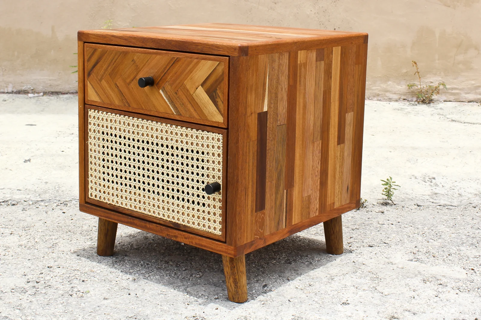Reclaimed Wood and Mimbre Night Stand II — 3