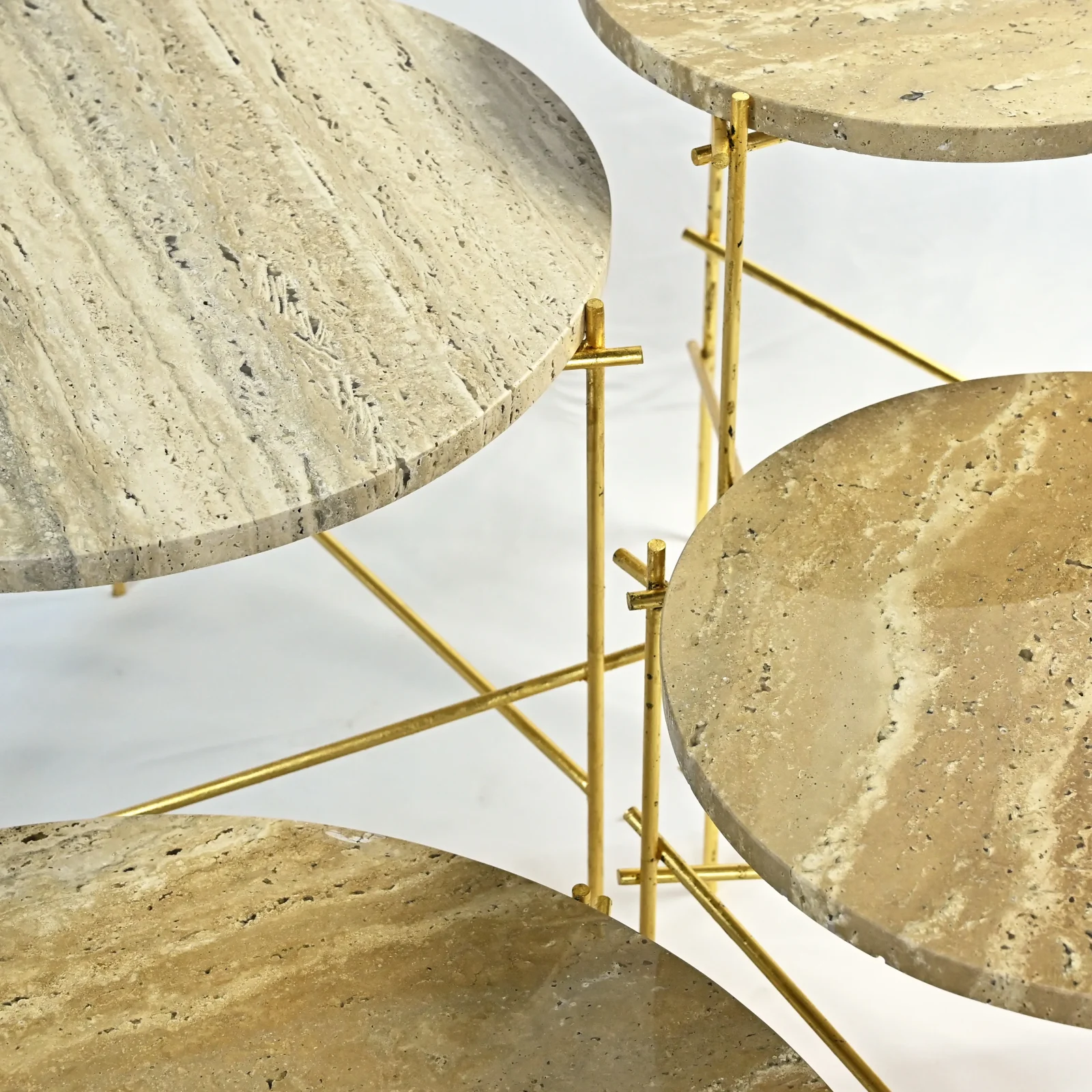 The Stilts - Travertine Coffee Table Set — 6