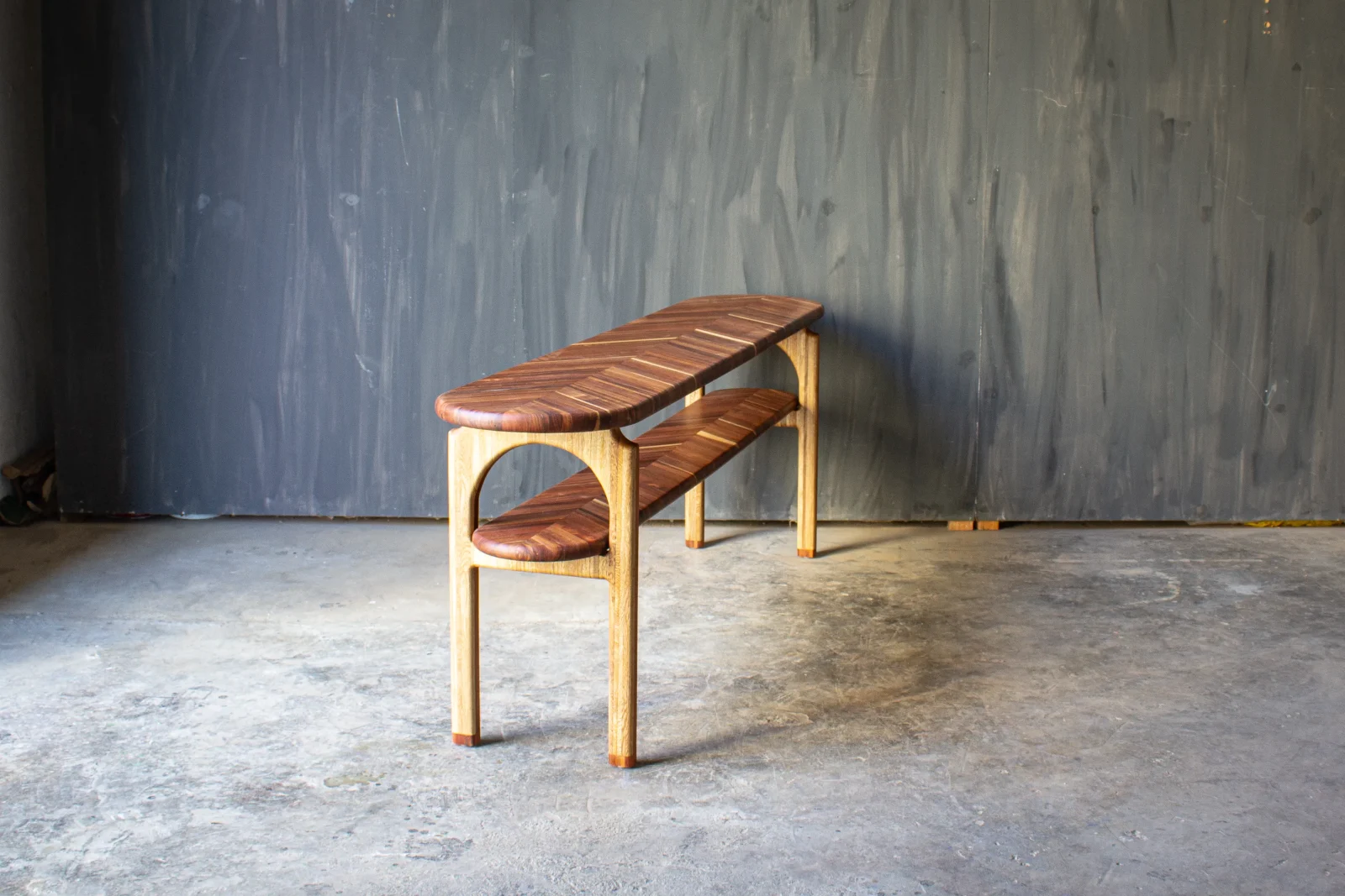 Tzalam and Roble Scrap Wood Console Table — 7