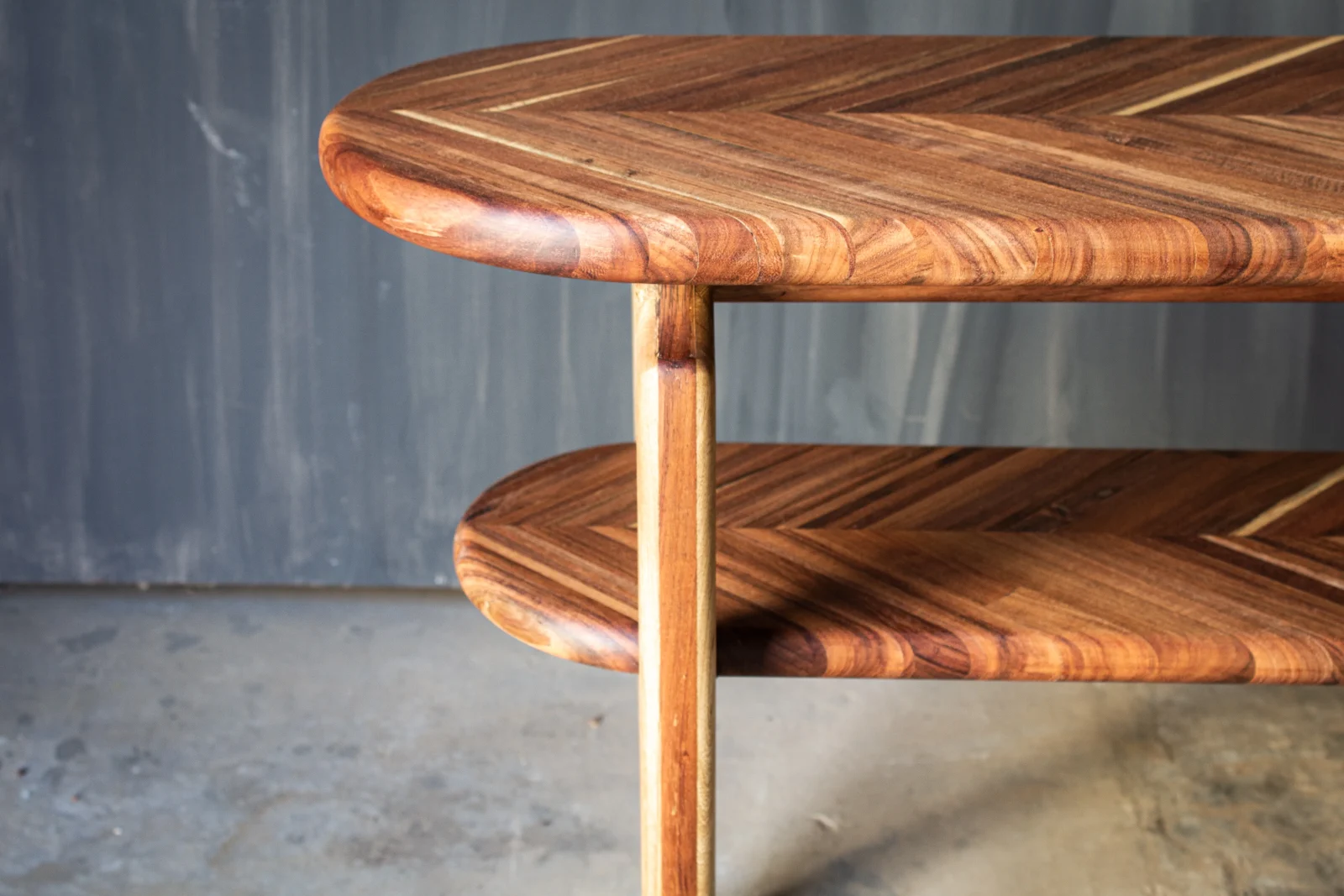 Tzalam and Roble Scrap Wood Console Table — 8