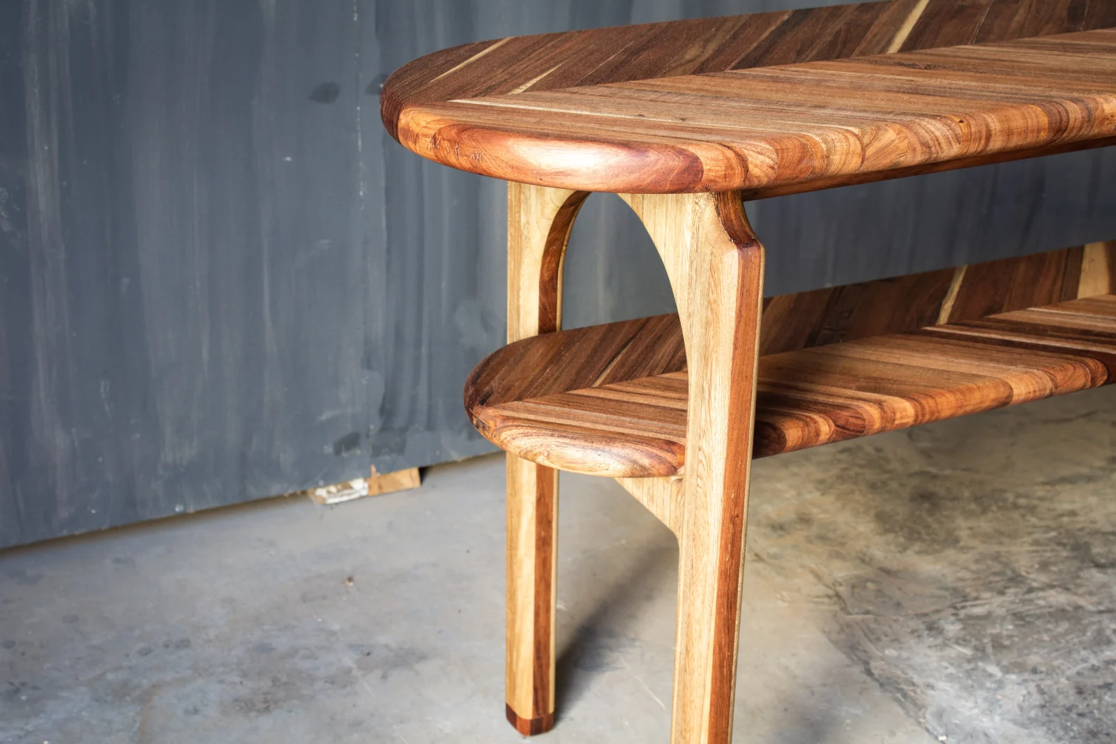 Tzalam and Roble Scrap Wood Console Table — 9