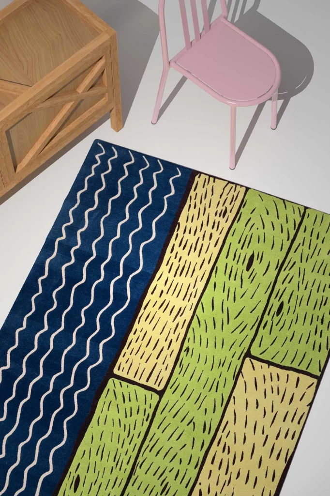 "Sapphire Streams" Handcrafted Rug — 3
