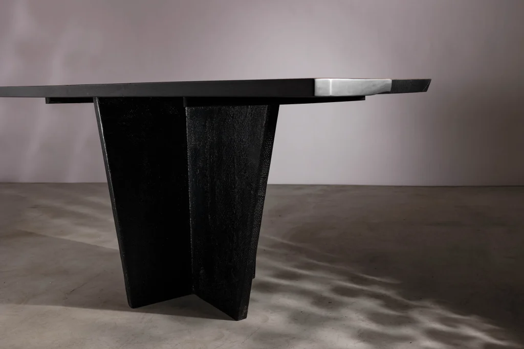 EM205 Small Walnut Brutalist Dining Table — 3
