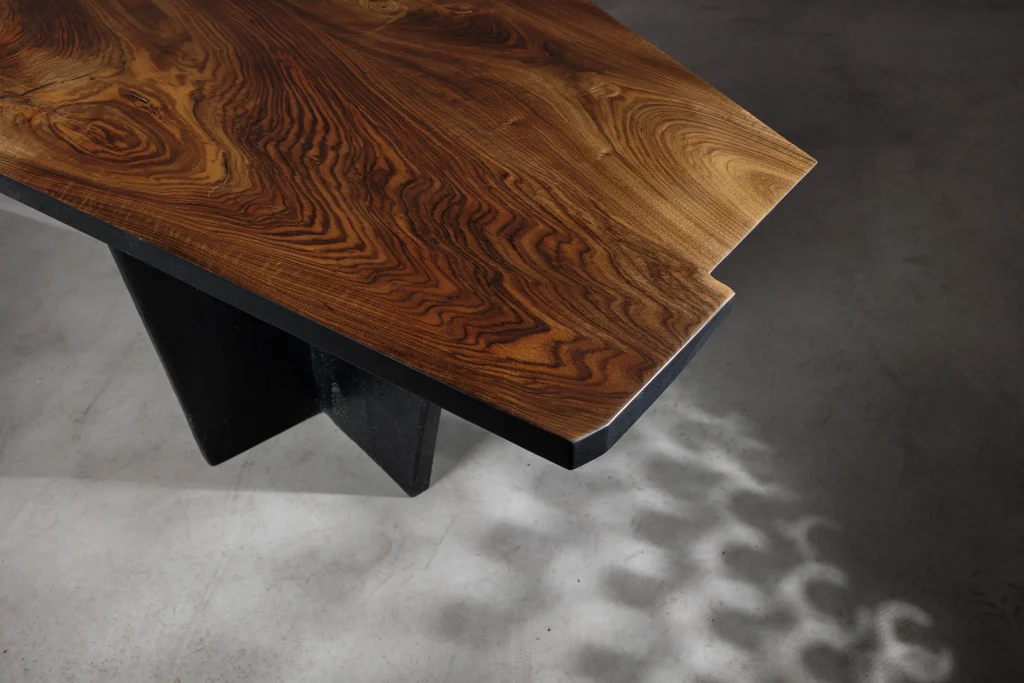 EM205 Small Walnut Brutalist Dining Table — 4