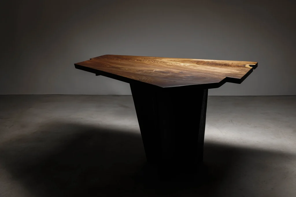 EM205 Small Walnut Brutalist Dining Table — 8
