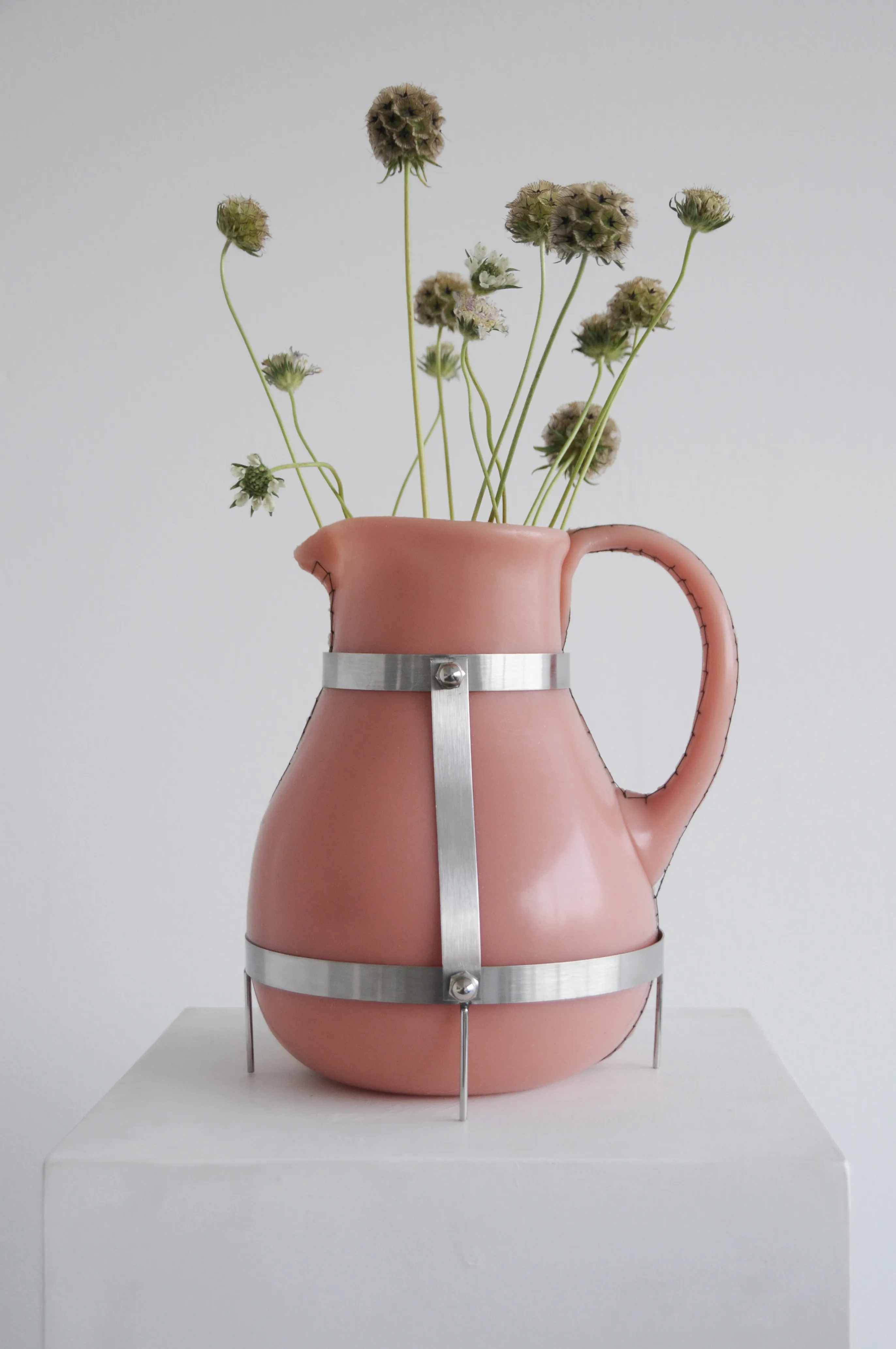 Sculptural Pink Brutalist Vase for Home Decor