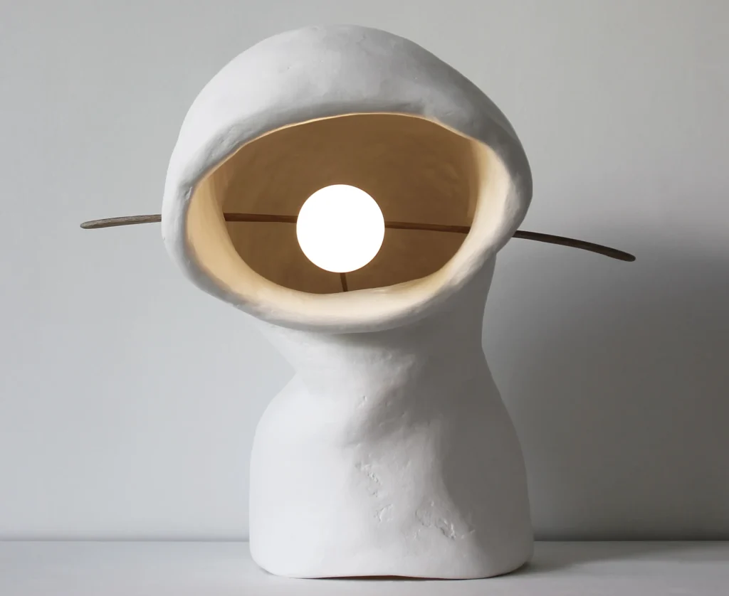 Ģipsis Table Lamp №5 in Plaster and Oak — 3