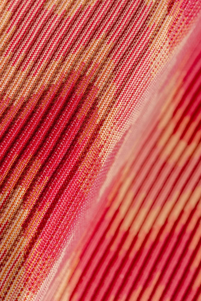 Close detail of the ribbed weave and graded colour transitions on a BOI table mat