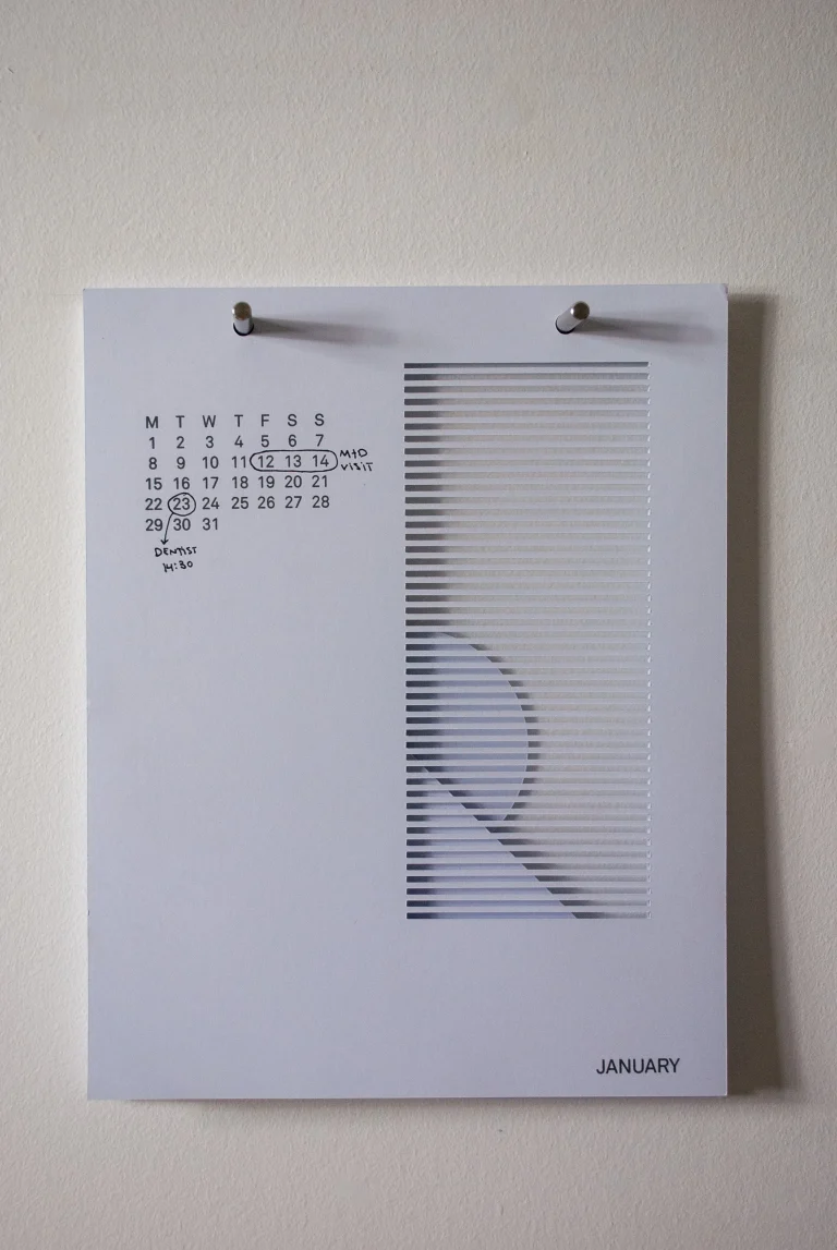 White Paper Sculptural Wall Calendar 2024 — 4