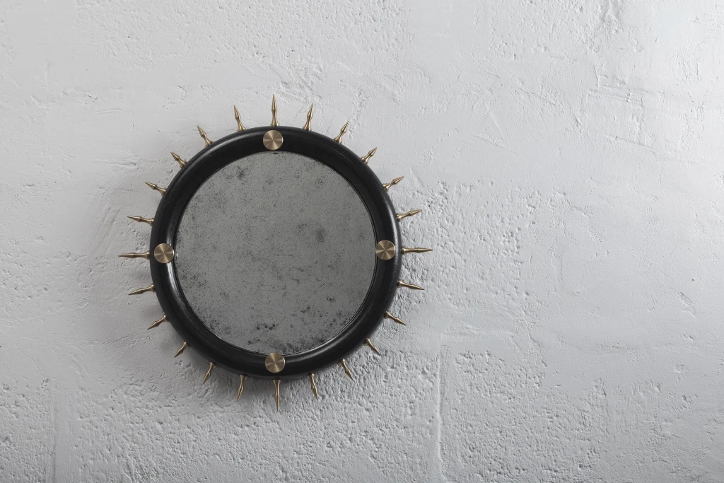 Sitiera_02 - Solid Wood Wall Mirror Bronze Or Stainless Steel Spikes — 2