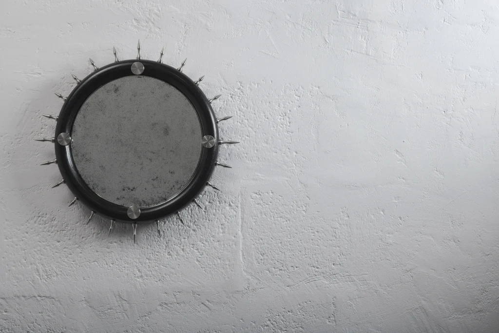 Sitiera_02 - Solid Wood Wall Mirror Bronze Or Stainless Steel Spikes — 12