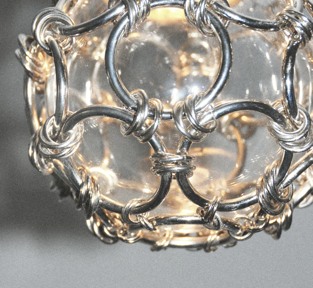 Chainmail Droplet Pendant Lamp In Glass — 2