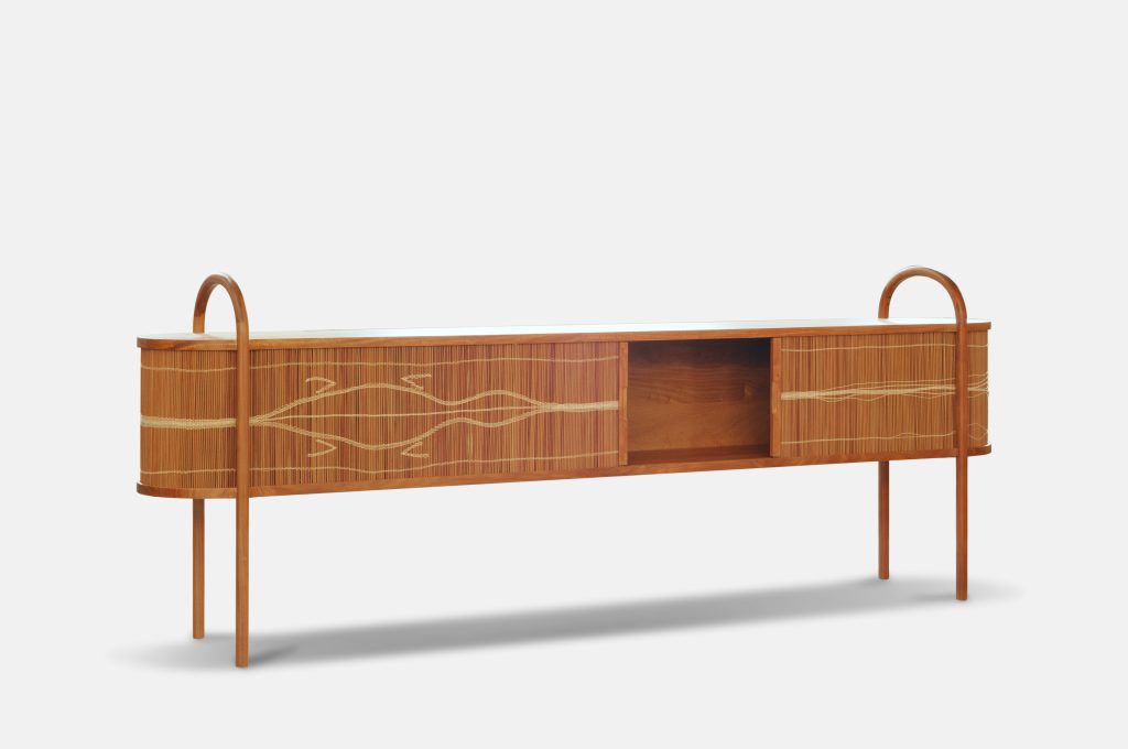 Abrigo Credenza - Handwoven Wood Cylinders/ Cotton Threads — 5