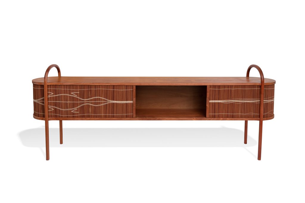 Abrigo Credenza - Handwoven Wood Cylinders/ Cotton Threads — 7
