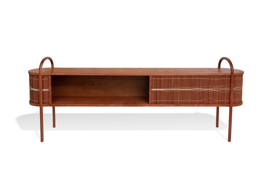 Abrigo Credenza - Handwoven Wood Cylinders/ Cotton Threads — 8