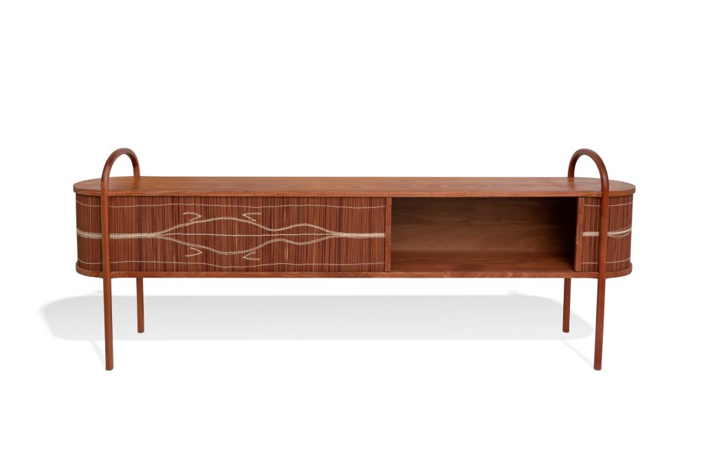 Abrigo Credenza - Handwoven Wood Cylinders/ Cotton Threads — 9