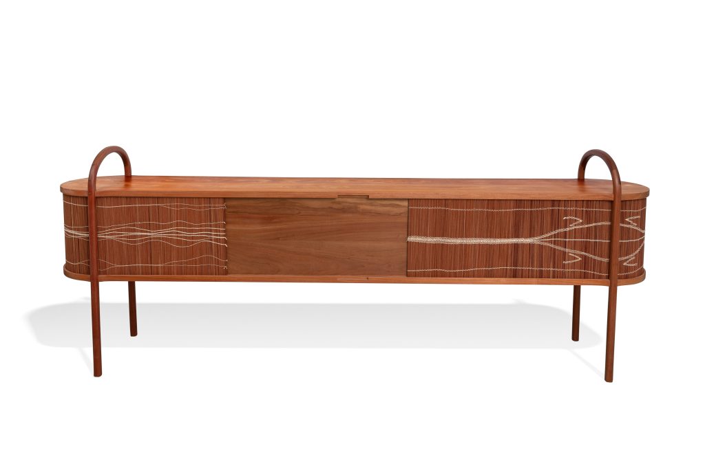 Abrigo Credenza - Handwoven Wood Cylinders/ Cotton Threads — 11