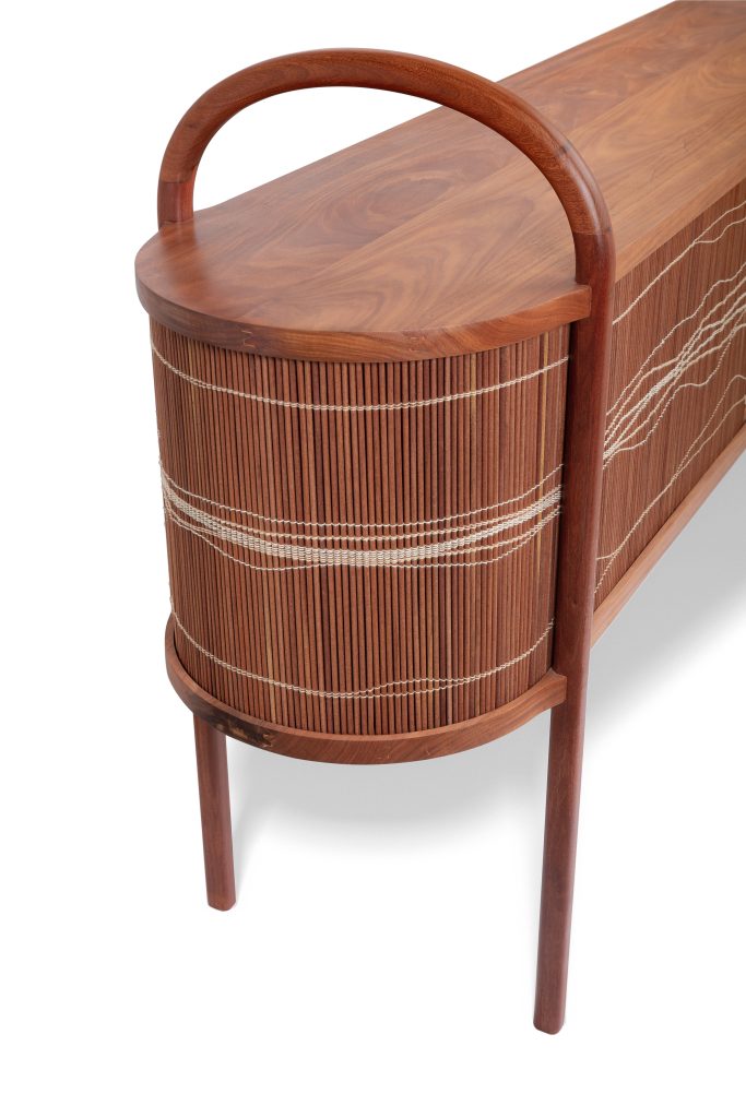 Abrigo Credenza – Handwoven Wood Cylinders/ Cotton Threads