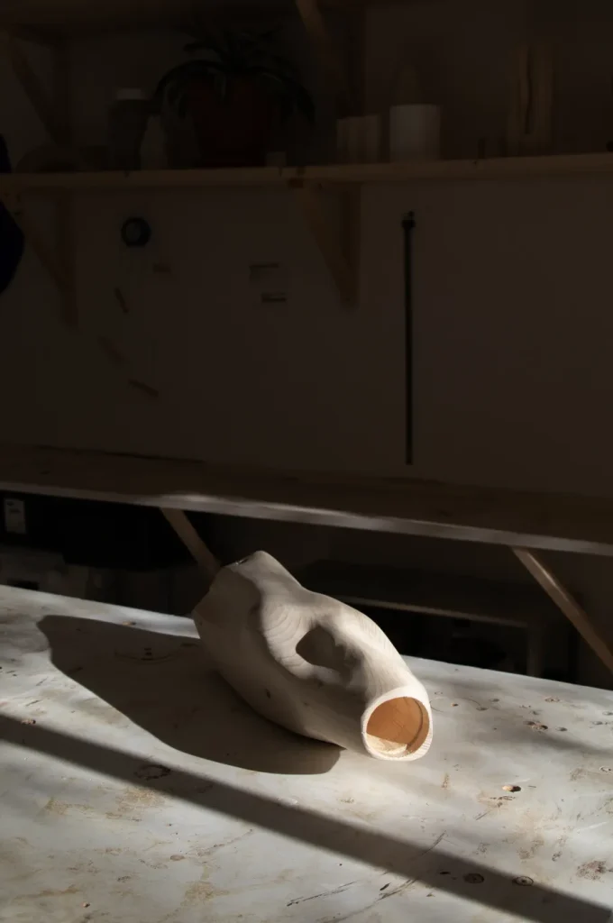 Cleo - Hand-carved Pine Table Lamp — 2