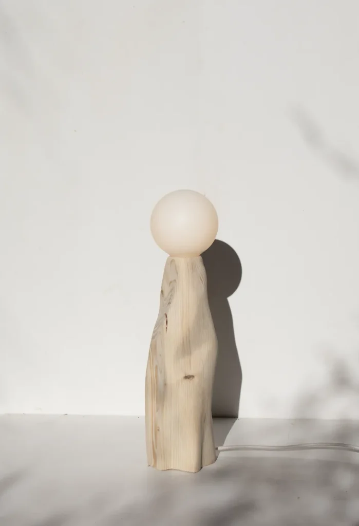 Cleo - Hand-carved Pine Table Lamp — 3