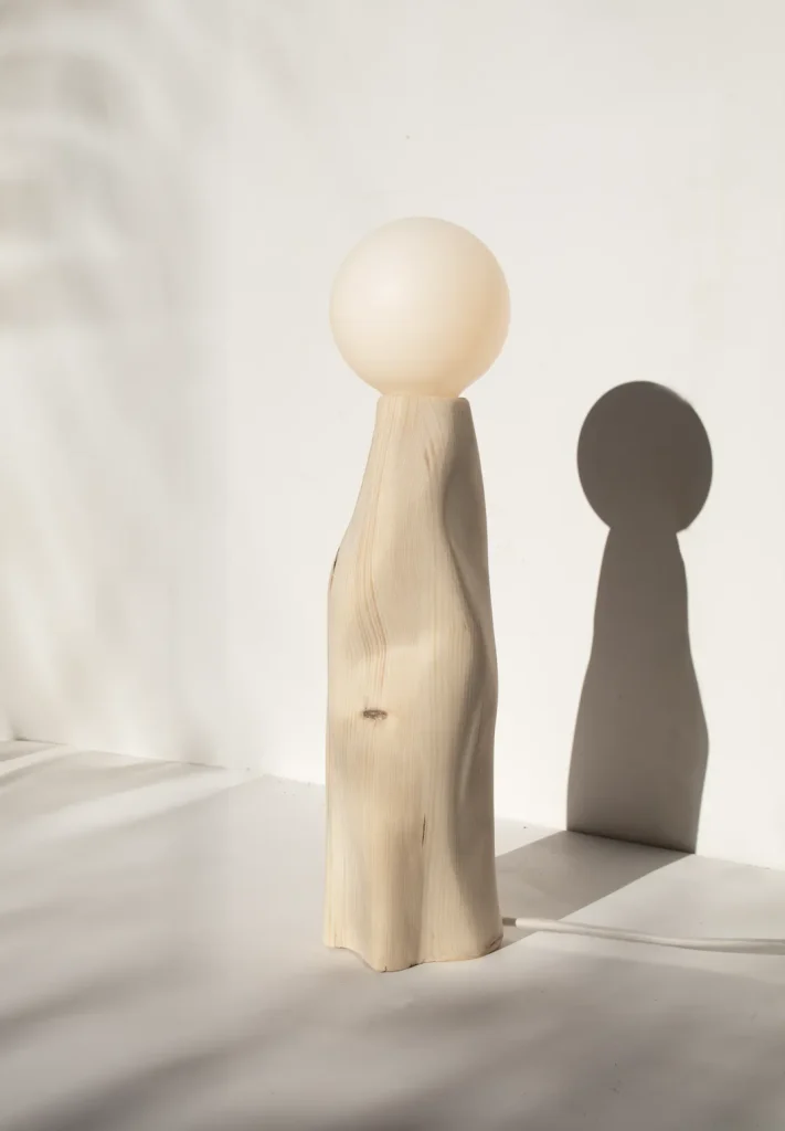 Cleo - Hand-carved Pine Table Lamp — 4