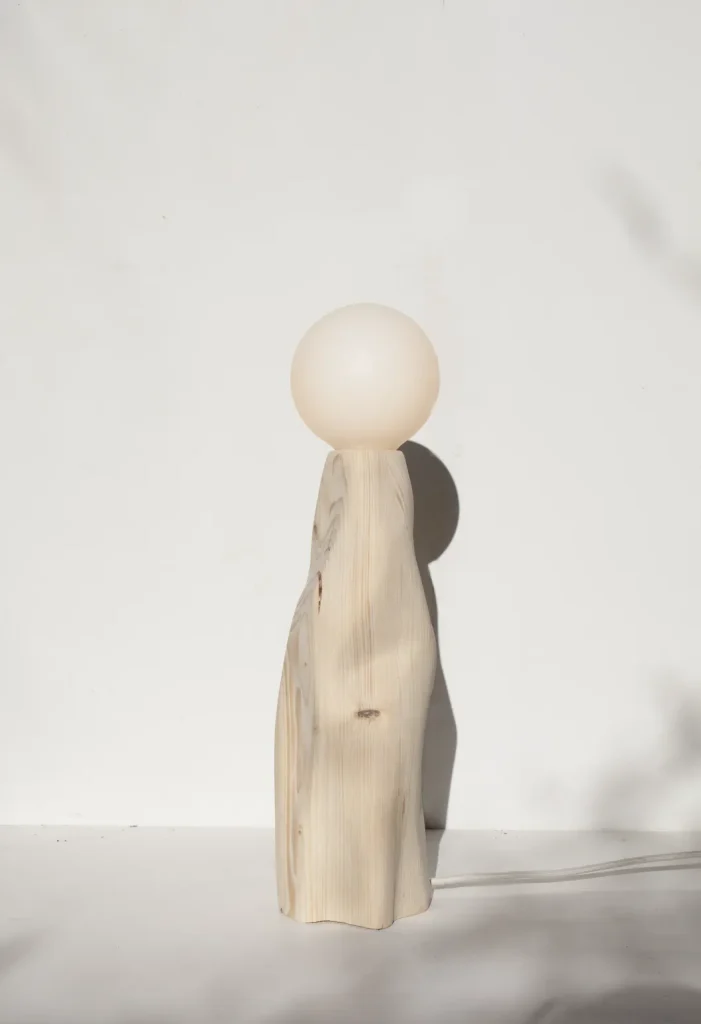 Cleo - Hand-carved Pine Table Lamp — 5
