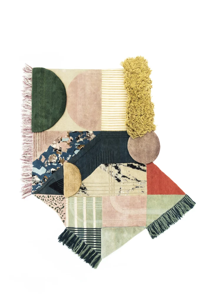 Medley eclectic textured hand-knotted rug or wall hanging by Lyk Carpet