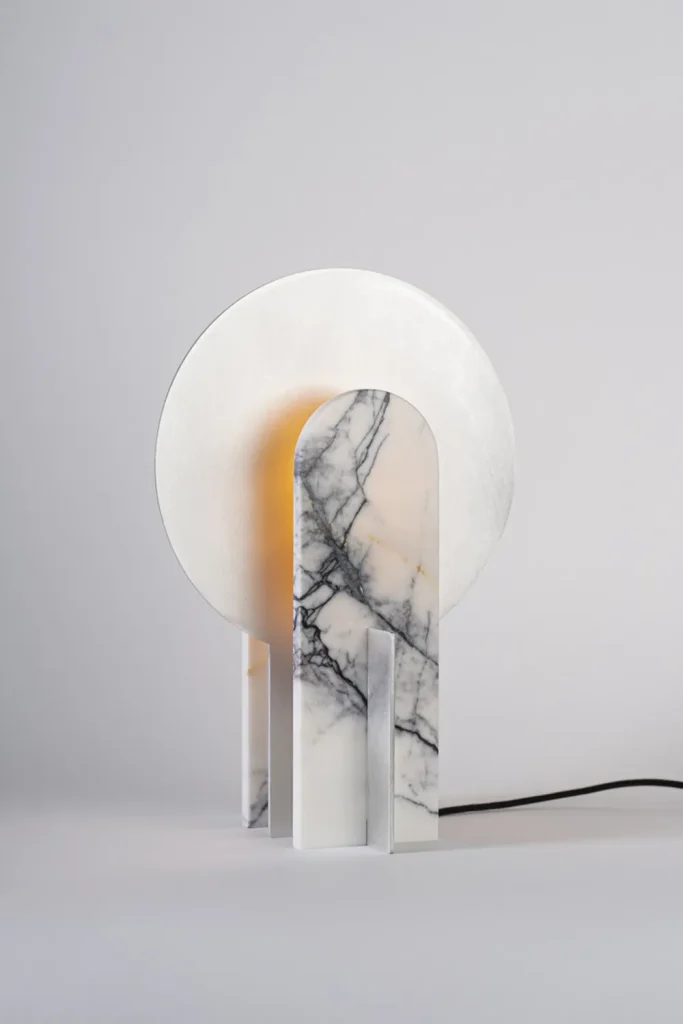 Aurora Large Table Lamp in Marble and Aluminum — 3