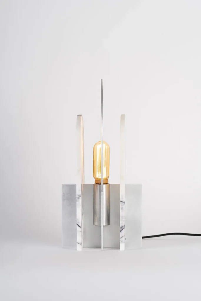 Aurora Large Table Lamp in Marble and Aluminum — 4