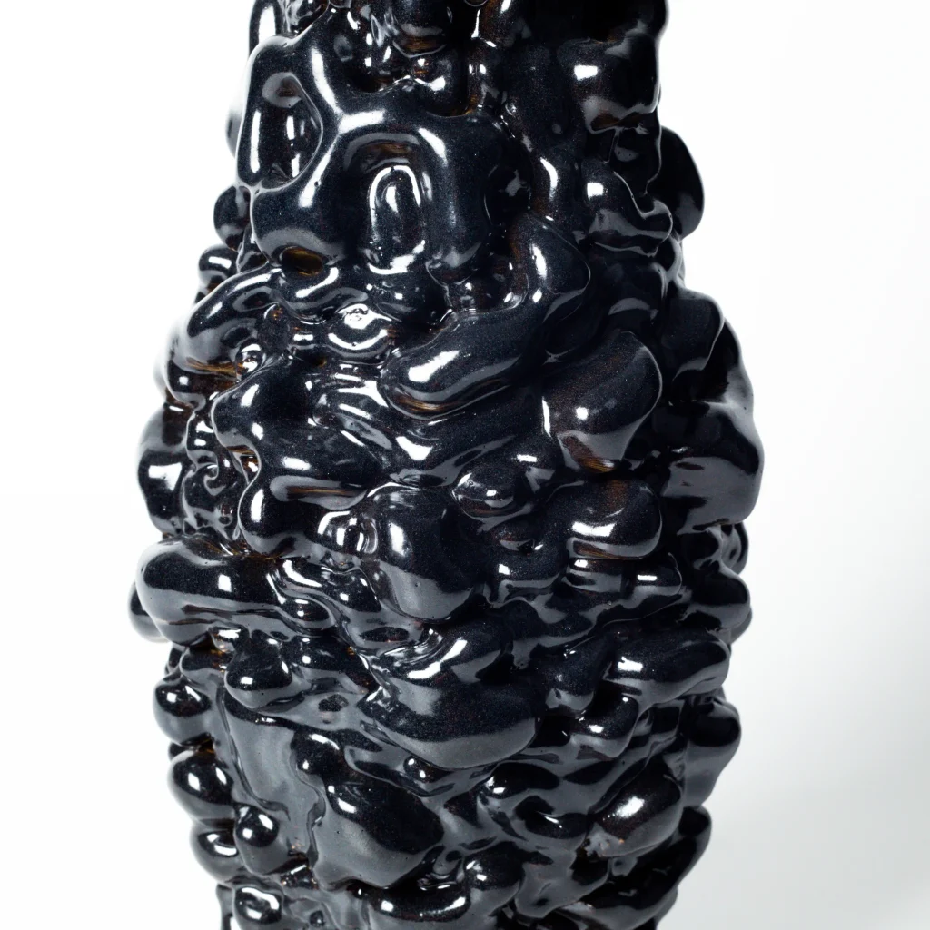 Coral - Glazed Black Porcelain Vase — 2