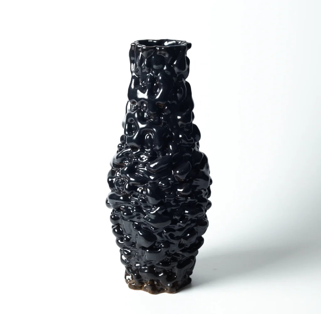 Coral - Glazed Black Porcelain Vase — 3