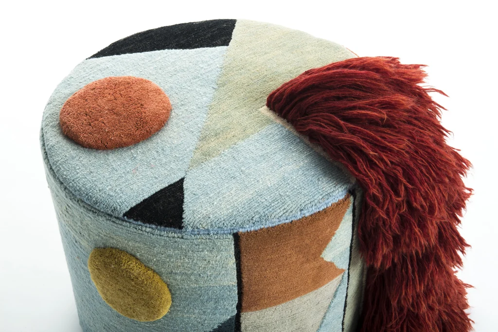 Massimiliano - Colorful Fringed Wool Pouf — 2